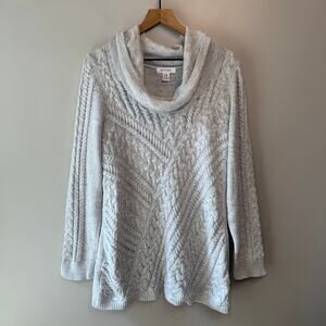 Motherhood Maternity Women's Cowl Neck Cable Knit Sweater Top Gray Size X-Large